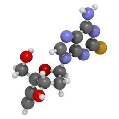 Islatravir HIV drug molecule. 3D rendering.