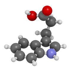 indole-3-propionic acid or IPA molecule. 3D rendering.