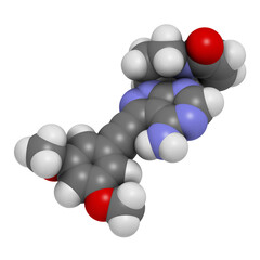 Futibatinib oncology drug molecule. 3D rendering.
