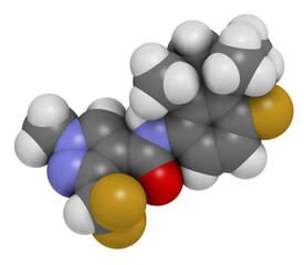Fluindapyr fungicide molecule. 3D rendering.