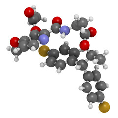 Florylpicoxamid fungicide molecule. 3D rendering.