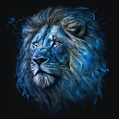 Blue Lion illustration neon