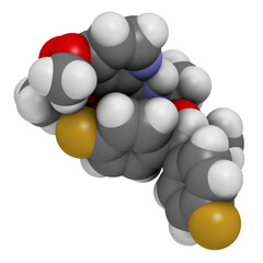 Florylpicoxamid fungicide molecule. 3D rendering.