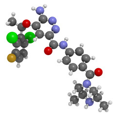 Ensartinib drug molecule. 3D rendering.