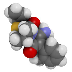 Fenpyrazamine fungicide molecule. 3D rendering.