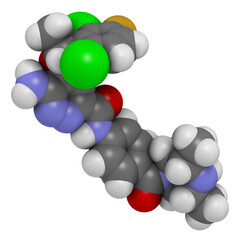 Ensartinib drug molecule. 3D rendering.