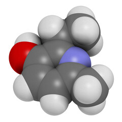 Emoxypine antioxidant molecule. 3D rendering.