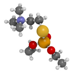 Echothiophate (phospholine) drug molecule. 3D rendering.