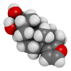 Cafestol coffee molecule. 3D rendering.