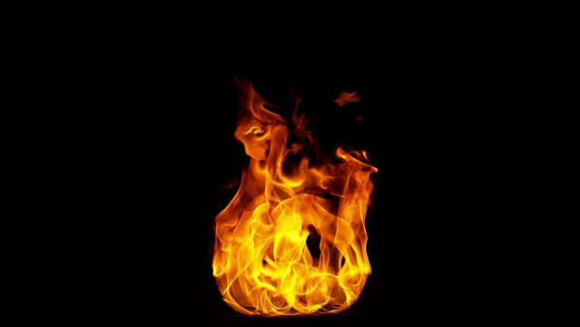Super Slow Motion Shot of Real Fire Flame Isolated on Black Background at 1000fps.