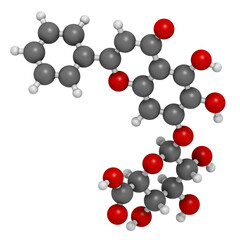 Baicalin flavonoid molecule. 3D rendering.