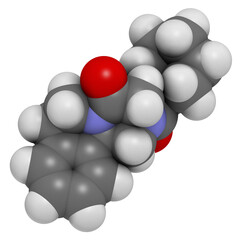 Arpraziquantel drug molecule. 3D rendering.