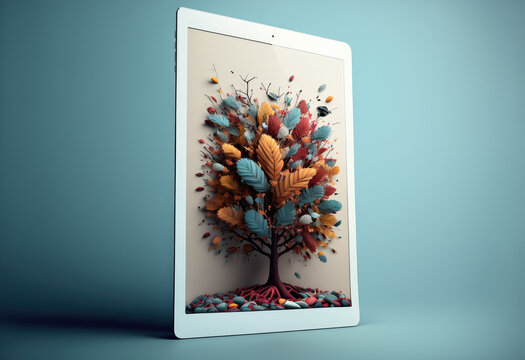 tablet computer on clean background created with Generative AI technology