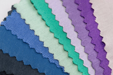 Beautiful macro photo of cotton colored cloth samples 