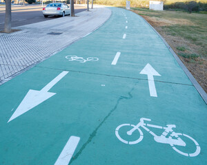 Carril bici con señalización horizontal.