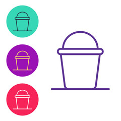 Set line Bucket icon isolated on white background. Set icons colorful. Vector