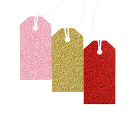 Shiny tags on white background