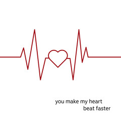 Red line heartbeat vector illustration