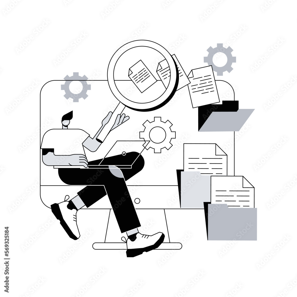Poster document management soft abstract concept vector illustration. document flow app, compound docs, clo