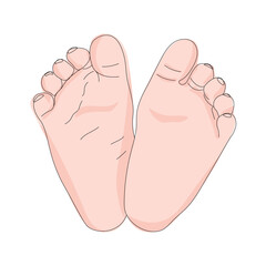 The legs of a newborn baby, feet baby pink for baby design
