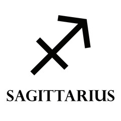 Obraz premium Sagittarius sign. Sagittarius zodiac symbol. Sagittarius icon isolated on white background. Horoscope sign