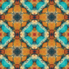 Pixel mosaic seamless pattern design, Repeat textile design, Surface design.