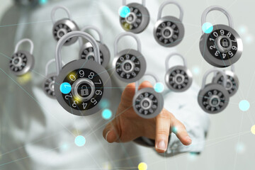 abstract lines with dots over dark background.