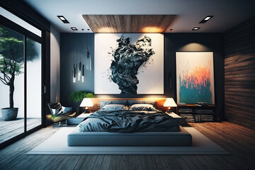 interior of a bedroom created with Generative AI technology
