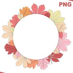 Leaves garland. PNG illustration. Colorful beautiful leaf