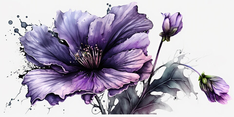 watercolor floral background created with Generative AI technology