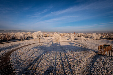 landscape with snow and mountains