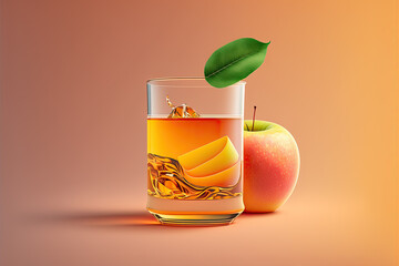 apple juice on clean background created with Generative AI technology
