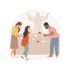 Ascension Day isolated cartoon vector illustration. Diverse Christian people celebrating Ascension Day, lighting lamps together, religious festivals, Holy Thursday, Jesus Christ vector cartoon.