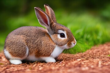 Fototapeta premium High-Resolution Image of a Cute and Playful Rabbit, Perfect for Adding a Wholesome and Adorable Element to any Design Project