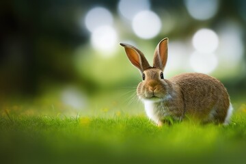 Fototapeta premium High-Resolution Image of a Cute and Playful Rabbit, Perfect for Adding a Wholesome and Adorable Element to any Design Project
