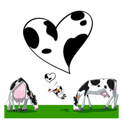 Vacas lecheras y ternero de la raza holstein pastando en un prado muy felices y con mucho amor