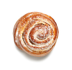 Delicious cinnamon roll isolated on white background