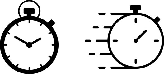 Shortest time stopwatch vector icon black and white.