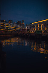 Fototapeta na wymiar view of Pier 69, Seattle waterfront at night