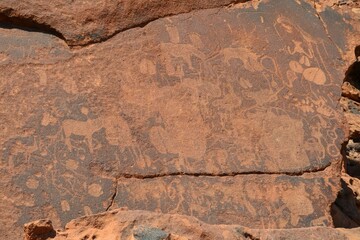 Stone carvings at Twyfelfontain, Namibia