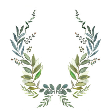 Watercolor vegetation wreath, watercolor leaves
watercolor wreath of greenery, spring. invitation to the wedding. Leaf invitation
