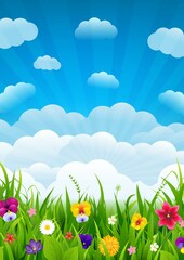 Obraz premium Nature Background With Cloud And Flower