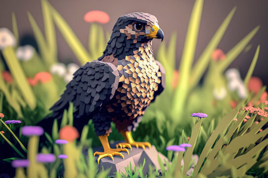 animals made of 3d cubes, voxel illustration for video games or illustrating 3d animation and vfx studios, created with Generative AI technology