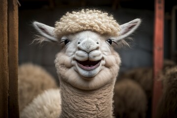 Obraz premium Smiling Animals, Sheep , Social Media, Websites, and Print Materials, illustration, generative AI