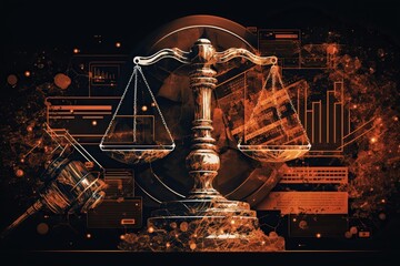 Ai policy advisor navigating legal and regulatory landscapes, concept of Data Analytics and Risk Analysis, created with Generative AI technology