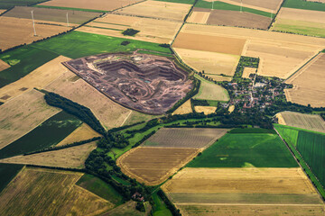 Aerial views of an open pit mine