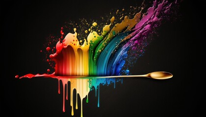  Rainbow staff. Colored paint splashes. Design element isolated against the background