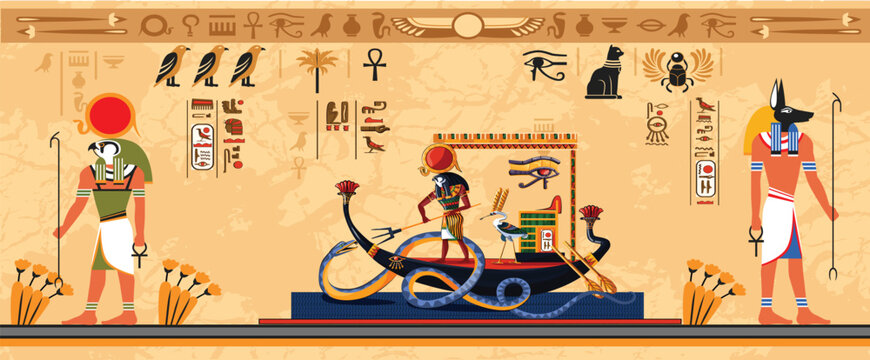 ancient papyrus with hieroglyphics and Egyptian symbols Ancient traditions from Ancient Egypt.