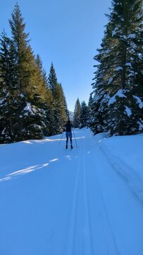 Sci di fondo nordico sulla pista, Passo Coe, Folgaria, Trentino