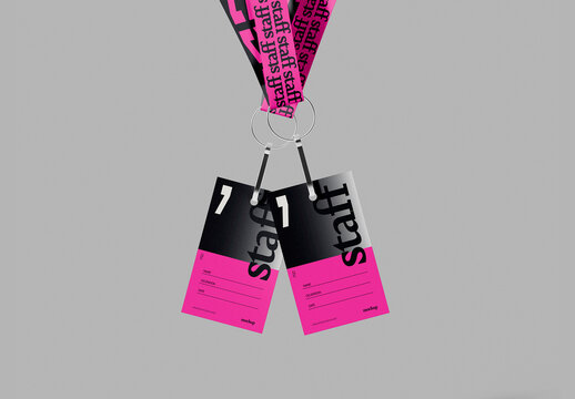 Two Hanging ID Cards Mockup